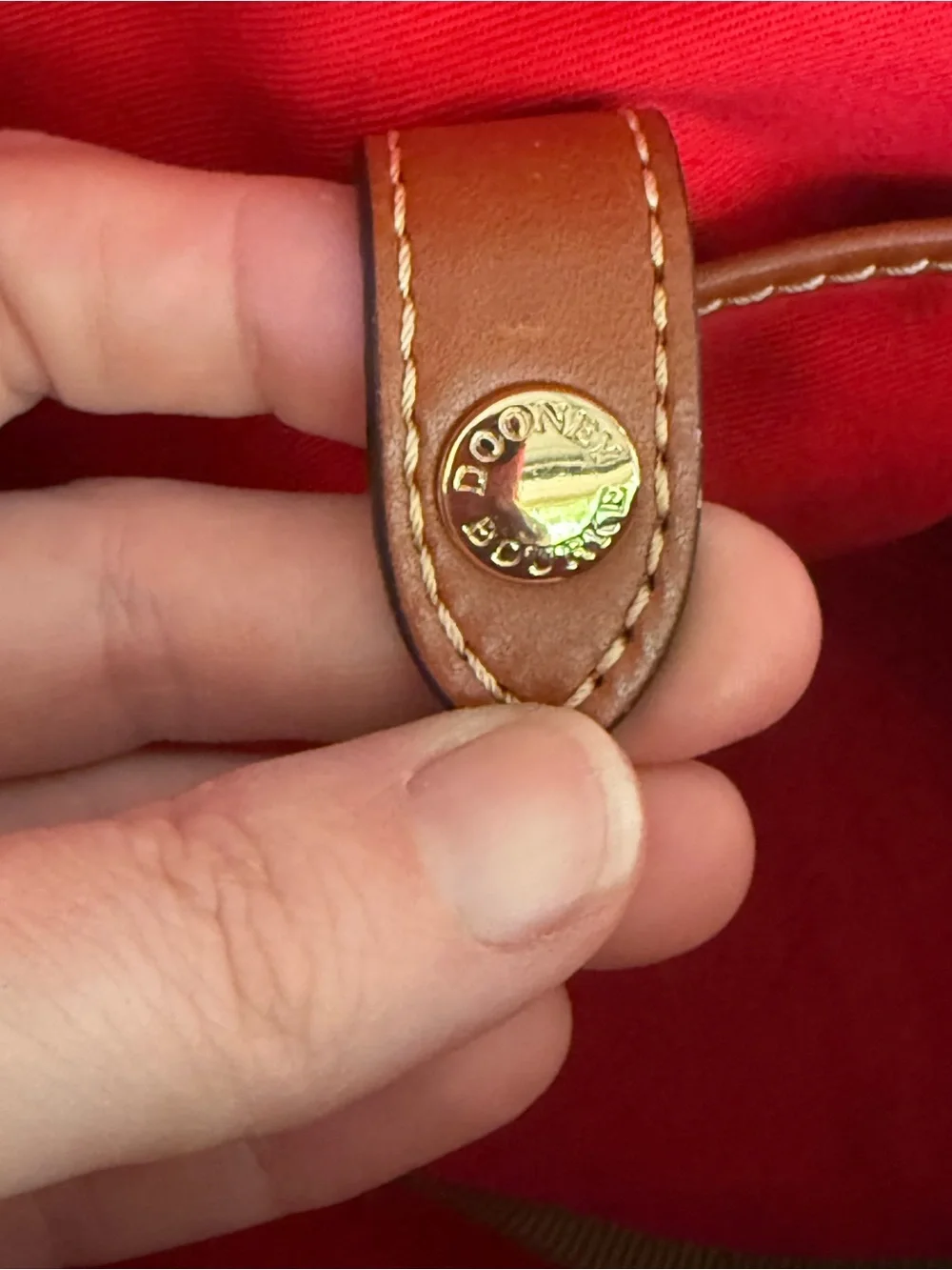 Dooney & Bourke Cognac Pebbled Leather Satchel with Crossbody Strap Dome Zip Zip